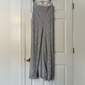 Silverish-Grey Lace/Fishnet Side Split Skirt